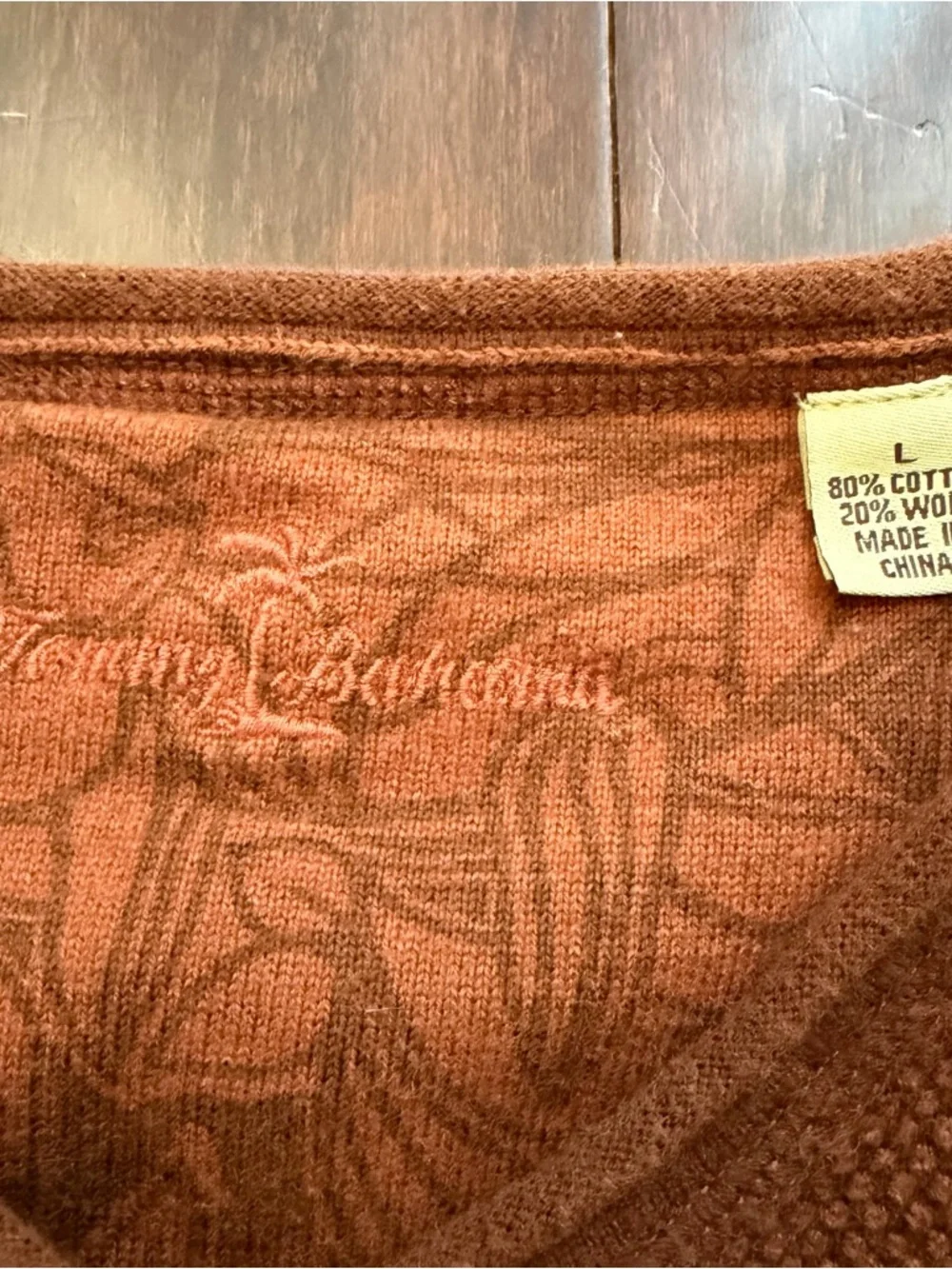 Tommy Bahama Men's Sweater Size L Wool Cotton Pullover V Neck Brown - Picture 3 of 5